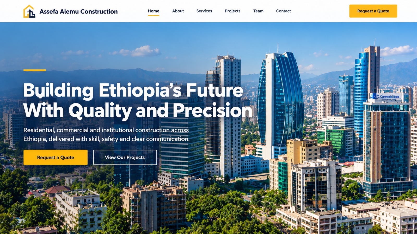 Assefa Alemu Construction website preview